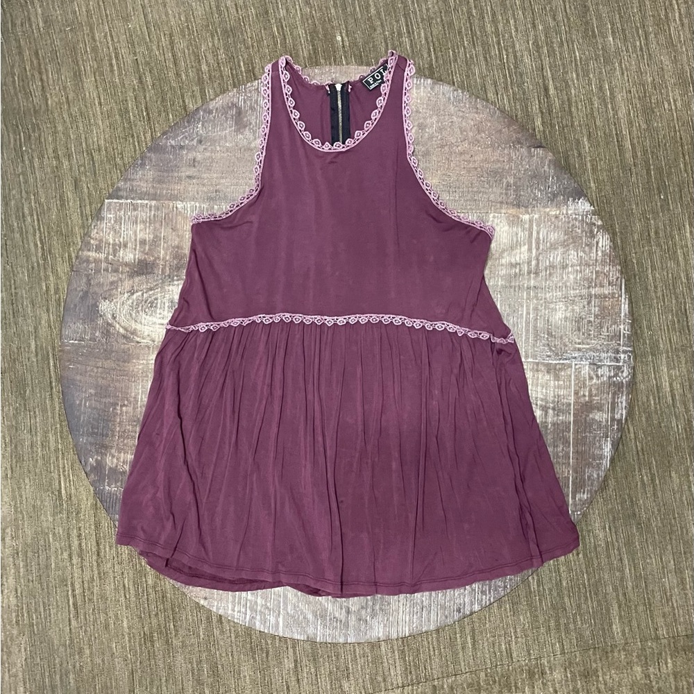 Racer-back Empire Waist Swingy Cotton Knit Tunic size Large